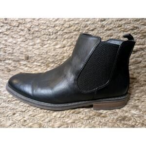 Oliver Mason Black Faux Leather Ankle Chelsea English Boots Pull On Mens 7 M
